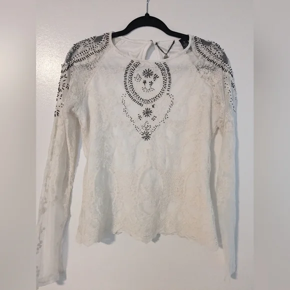 Y2K Beaded Lace Long Sleeve Top - Picture 2 of 5